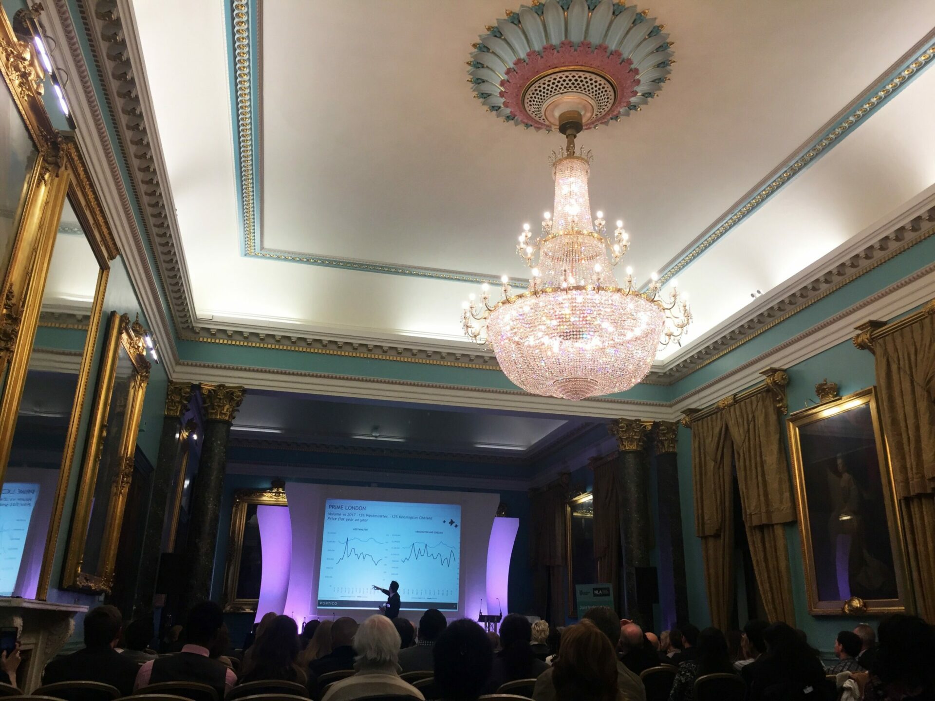 Mark Lawrinson, Regional Director of Portico, presenting at The Institute of Directors, Pall Mall, London.