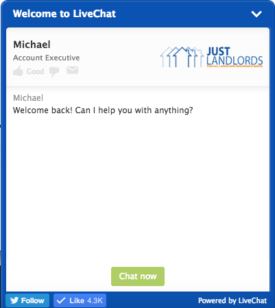 LiveChat on Just Landlords