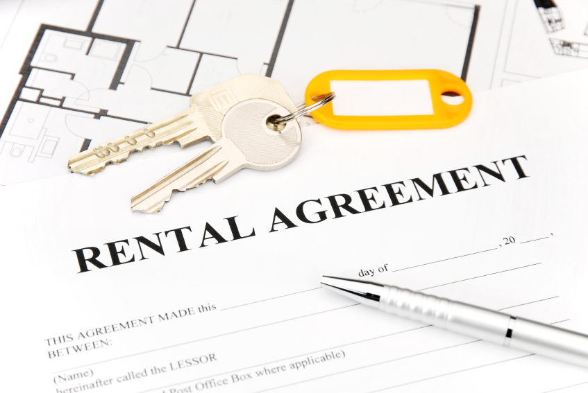rental agreement document with keys