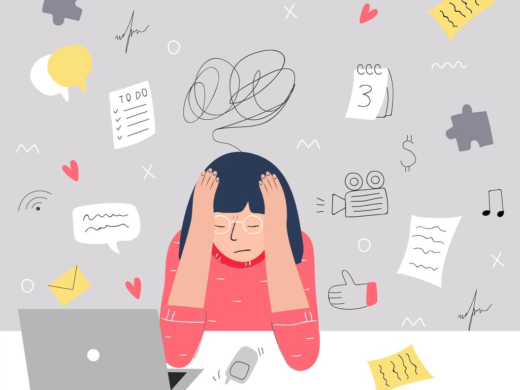 information-overload-and-multitasking-problems-concept-flat-and-vector-id1072287368